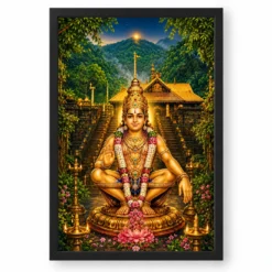 Ayyappa Swamy Sabarimala Makara Jyothi Photo Frame — black frame clean