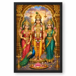 Murugan with Valli Devasena Palani Photo Frame — black frame clean