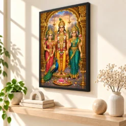 Murugan with Valli Devasena Palani Photo Frame — black frame console