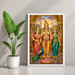 Murugan with Valli Devasena Palani Photo Frame — white frame console