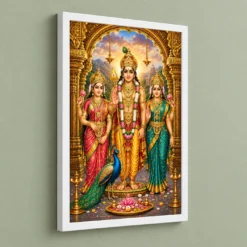Murugan with Valli Devasena Palani Photo Frame — white frame angled wall
