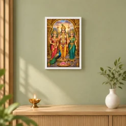 Murugan with Valli Devasena Palani Photo Frame — white frame distant wall