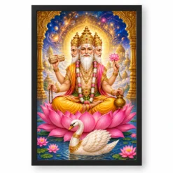 Brahma Four-Faced Lotus Cosmic Photo Frame — black frame clean