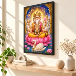Brahma Four-Faced Lotus Cosmic Photo Frame — black frame console