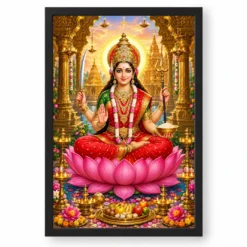 Santoshi Maa Friday Vrat Blessings Photo Frame — black frame clean