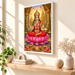 Santoshi Maa Friday Vrat Blessings Photo Frame 15 Santoshi Maa Friday Vrat Blessings Photo Frame — white frame warm console