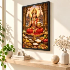 Annapurna Devi Kashi Food Blessings Photo Frame — black frame console