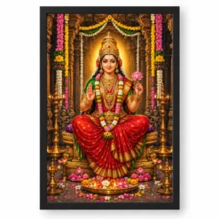 Renuka Yellamma Temple Lotus Photo Frame — black frame clean
