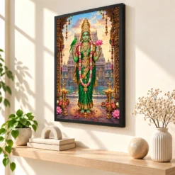Meenakshi Amman Madurai Parrot Photo Frame — black frame console