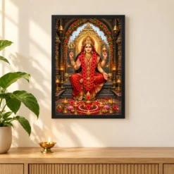 Kamakhya Devi Nilachal Shakti Photo Frame — black frame pooja shelf