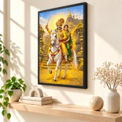 Khandoba Banai Jejuri Turmeric Photo Frame — black frame console