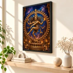 Nataraja Chidambaram Cosmic Dance Photo Frame — black frame console