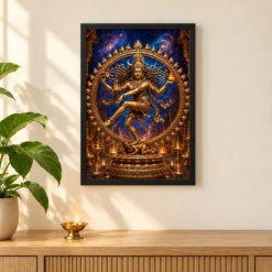 Nataraja Chidambaram Cosmic Dance Photo Frame — black frame pooja shelf