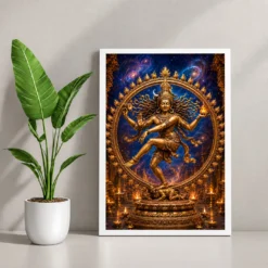 Nataraja Chidambaram Cosmic Dance Photo Frame — white frame console