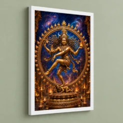 Nataraja Chidambaram Cosmic Dance Photo Frame — white frame angled wall