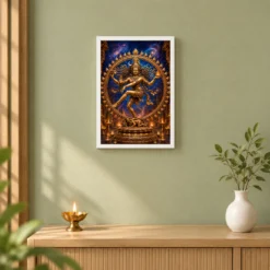 Nataraja Chidambaram Cosmic Dance Photo Frame — white frame distant wall