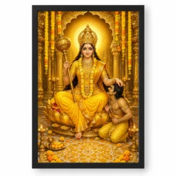 Baglamukhi Devi Pitambara Golden Temple Photo Frame — black frame clean