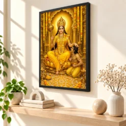 Baglamukhi Devi Pitambara Golden Temple Photo Frame — black frame console