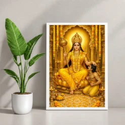 Baglamukhi Devi Pitambara Golden Temple Photo Frame — white frame console
