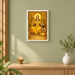 Baglamukhi Devi Pitambara Golden Temple Photo Frame — white frame distant wall