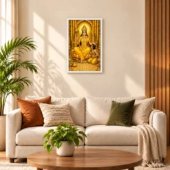 Baglamukhi Devi Pitambara Golden Temple Photo Frame — white frame sofa