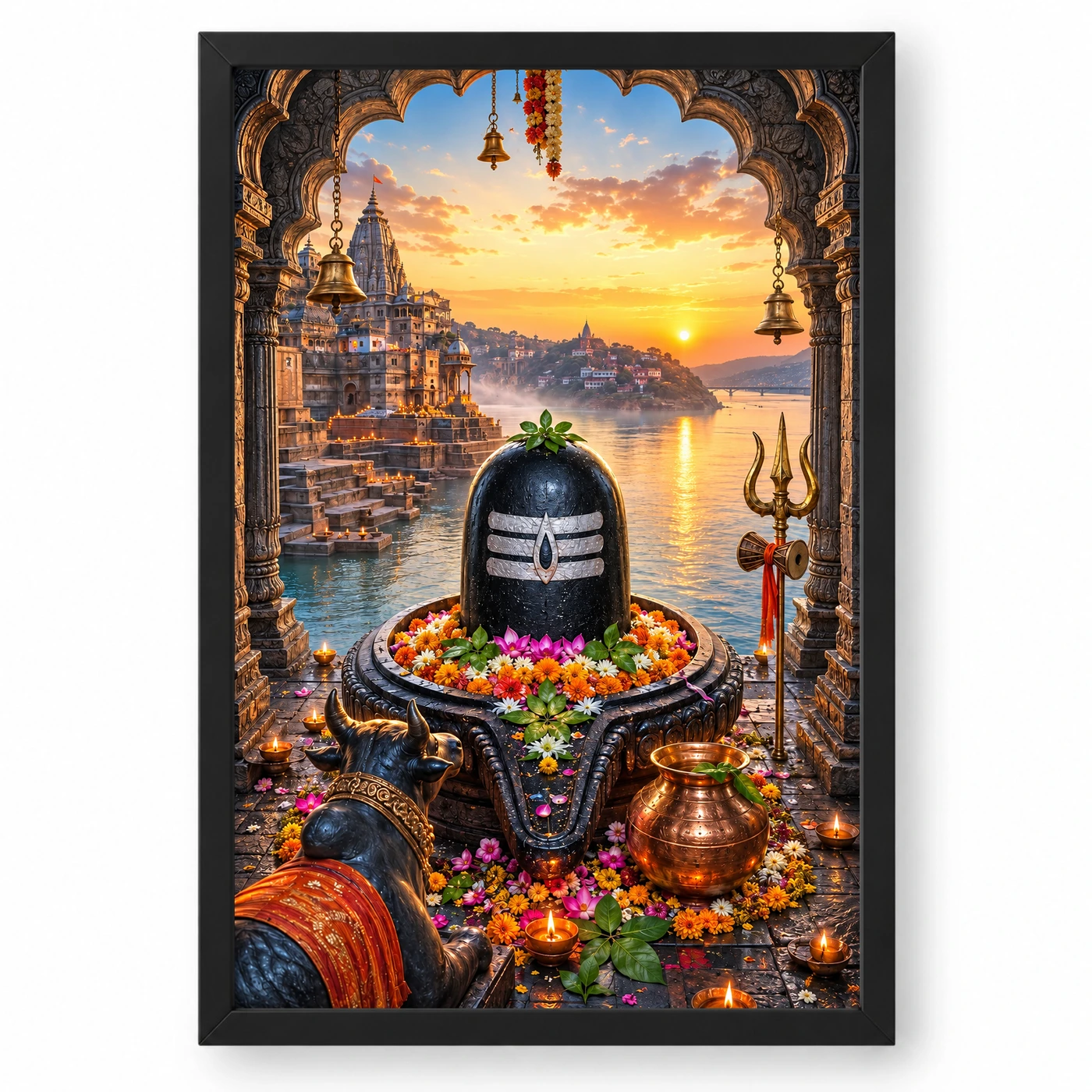 Omkareshwar Jyotirlinga Narmada Darshan Photo Frame 1 Omkareshwar Jyotirlinga Narmada Darshan Photo Frame — black frame clean