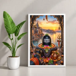 Omkareshwar Jyotirlinga Narmada Darshan Photo Frame 12 Omkareshwar Jyotirlinga Narmada Darshan Photo Frame — white frame console