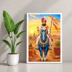 Ramdev Pir Runicha Blue Horse Blessings Photo Frame 12 Ramdev Pir Runicha Blue Horse Blessings Photo Frame — white frame console