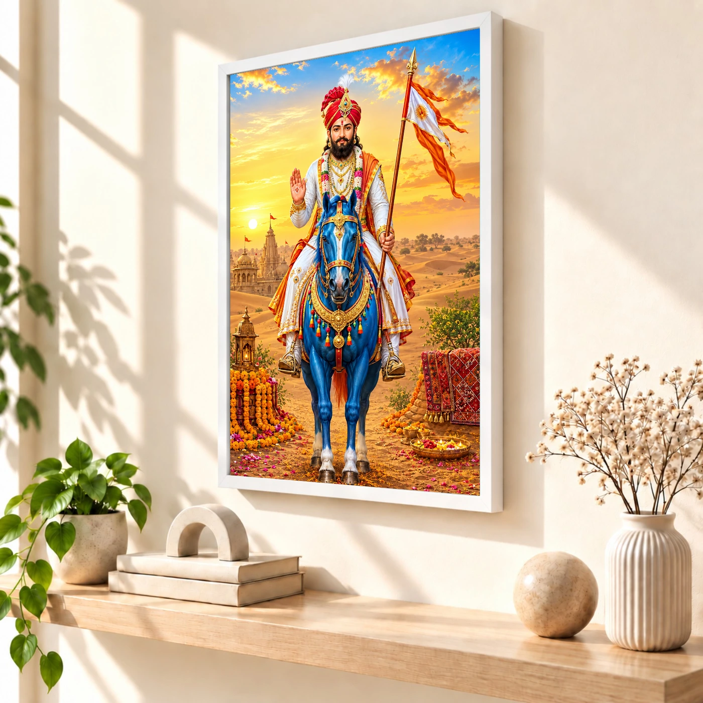 Ramdev Pir Runicha Blue Horse Blessings Photo Frame 53 Ramdev Pir Runicha Blue Horse Blessings Photo Frame — white frame