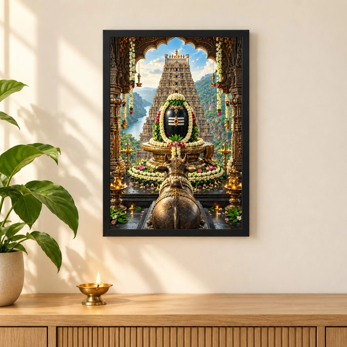 Mallikarjuna Srisailam Jasmine Darshan Photo Frame 3 Mallikarjuna Srisailam Jasmine Darshan Photo Frame — black frame pooja shelf