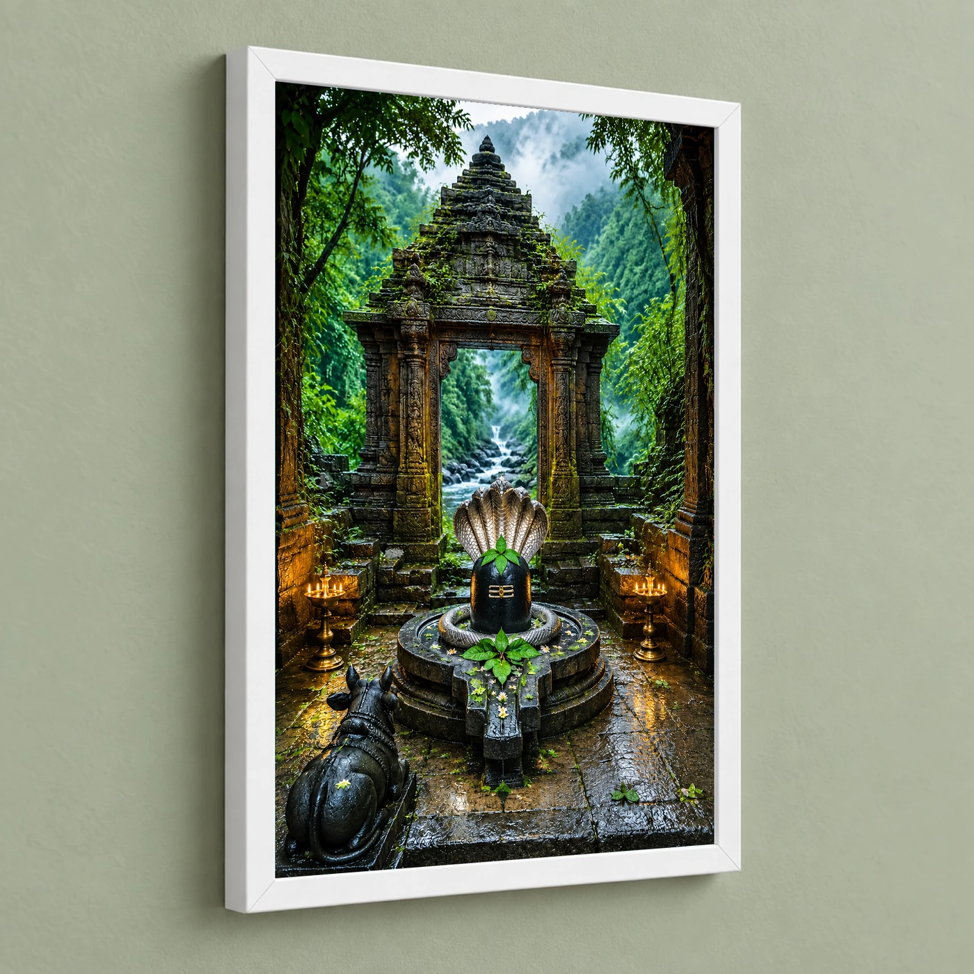 Bhimashankar Sahyadri Monsoon Photo Frame 5 Bhimashankar Sahyadri Monsoon Photo Frame — white frame angled wall