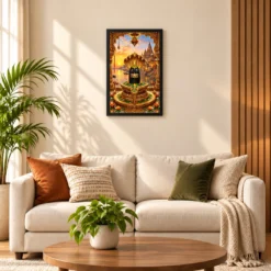 Kashi Vishwanath Ganga Dawn Photo Frame — black frame sofa