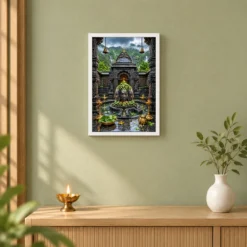 Trimbakeshwar Brahmagiri Monsoon Photo Frame — white frame distant wall