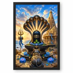 Nageshwar Dwarka Serpent Canopy Photo Frame — black frame clean