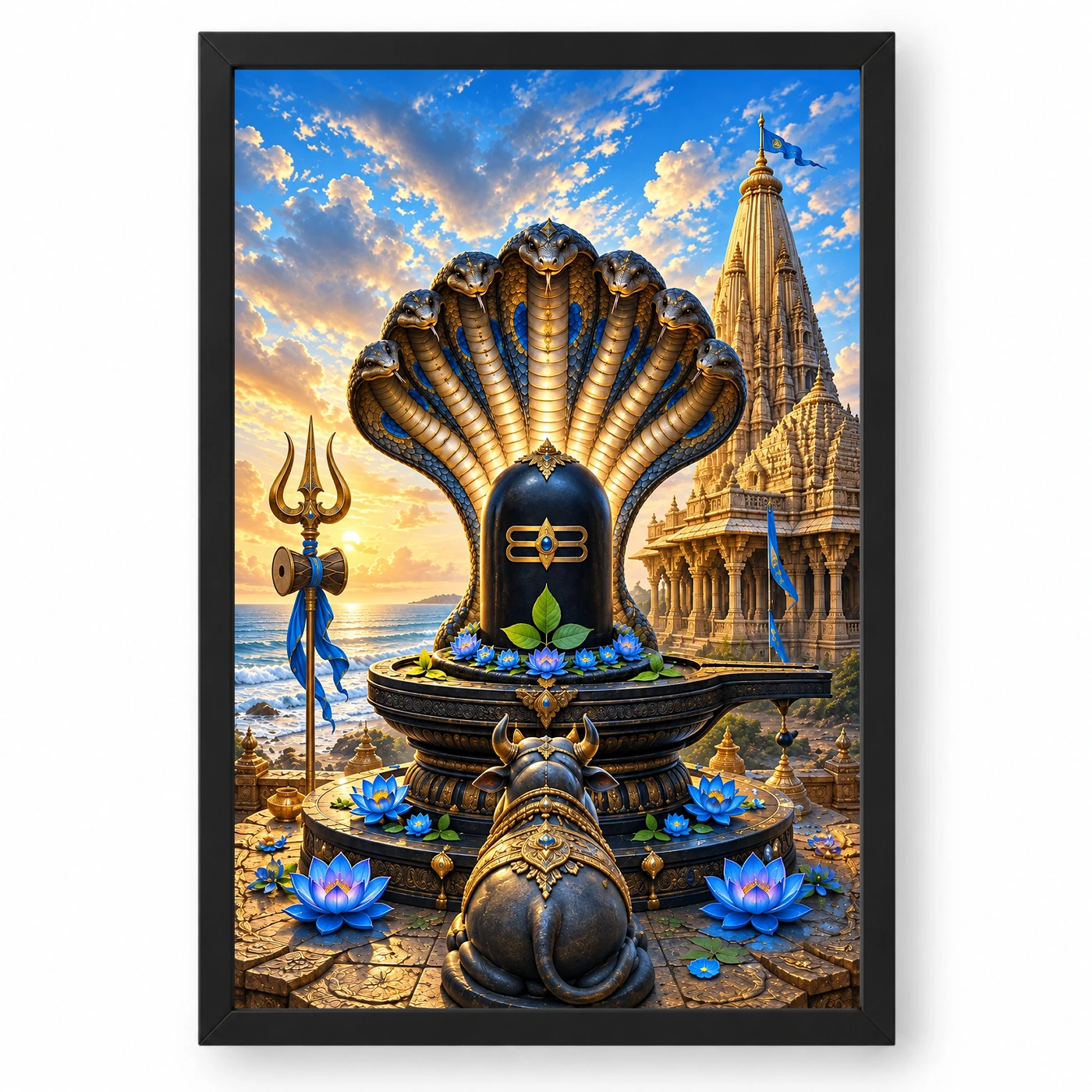 Nageshwar Dwarka Serpent Canopy Photo Frame 1 Nageshwar Dwarka Serpent Canopy Photo Frame — black frame clean