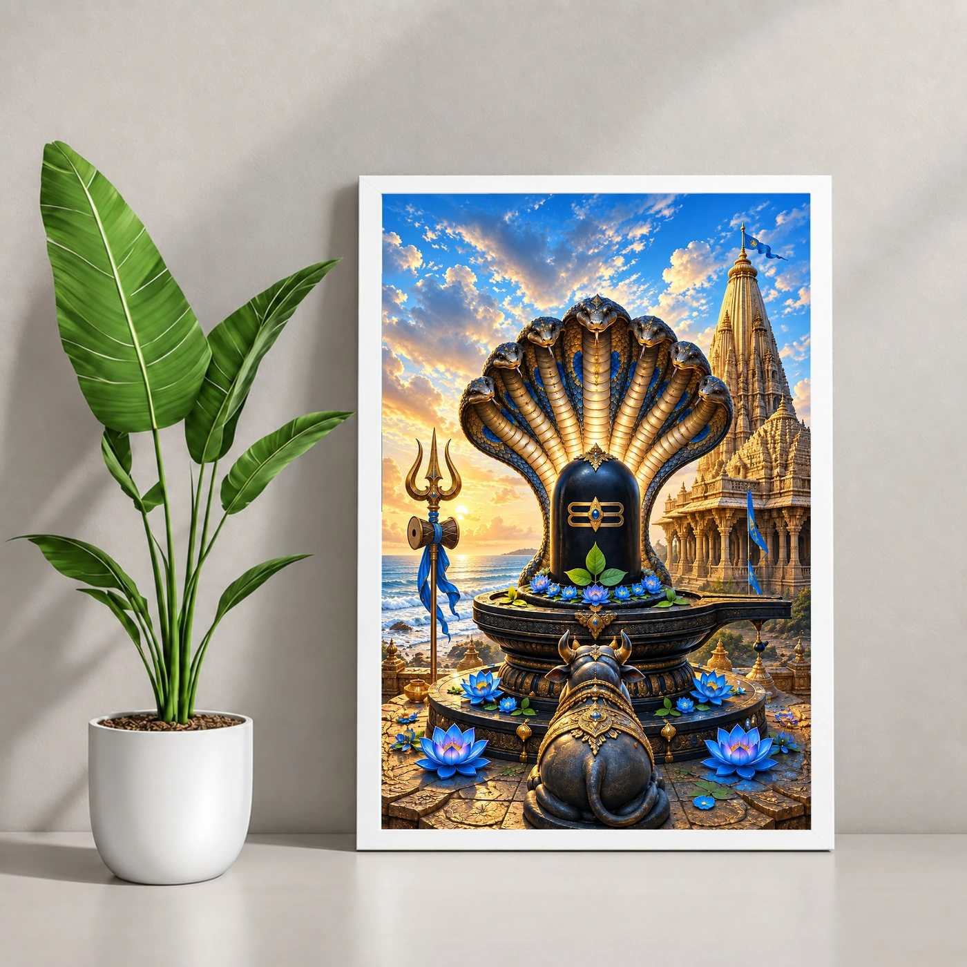 Nageshwar Dwarka Serpent Canopy Photo Frame 4 Nageshwar Dwarka Serpent Canopy Photo Frame — white frame console