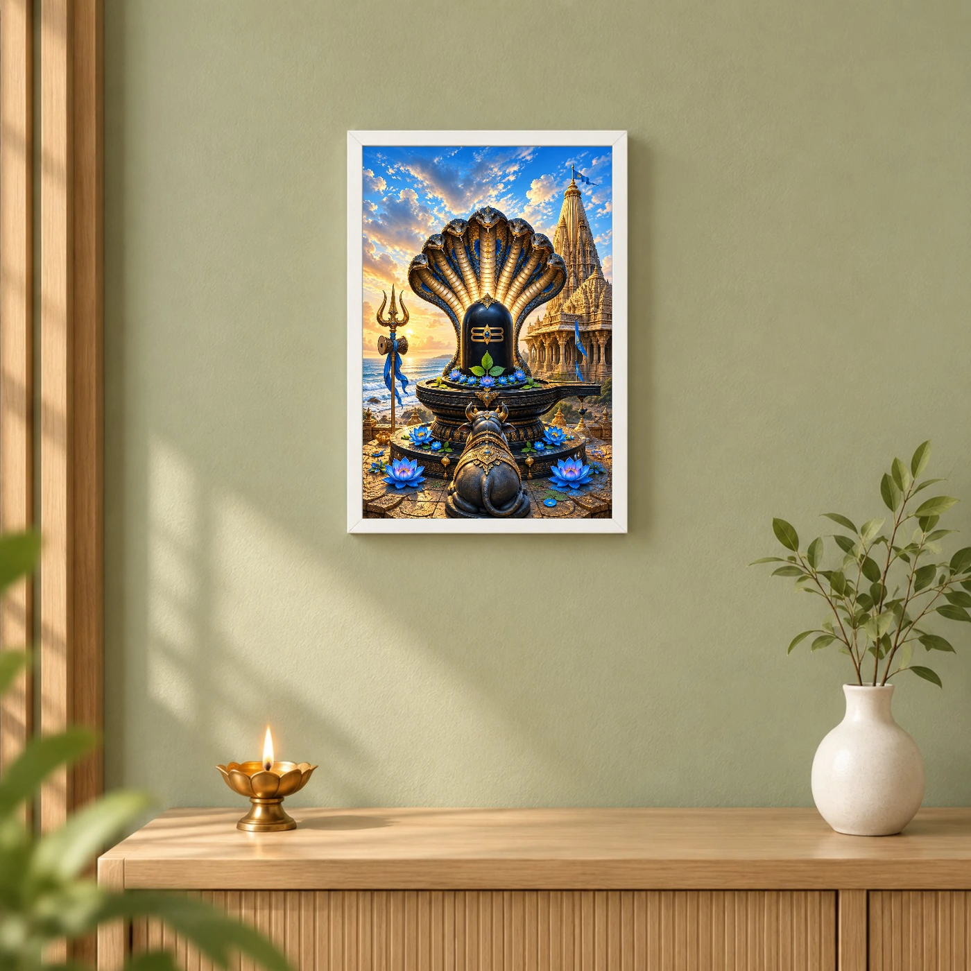 Nageshwar Dwarka Serpent Canopy Photo Frame 6 Nageshwar Dwarka Serpent Canopy Photo Frame — white frame distant wall