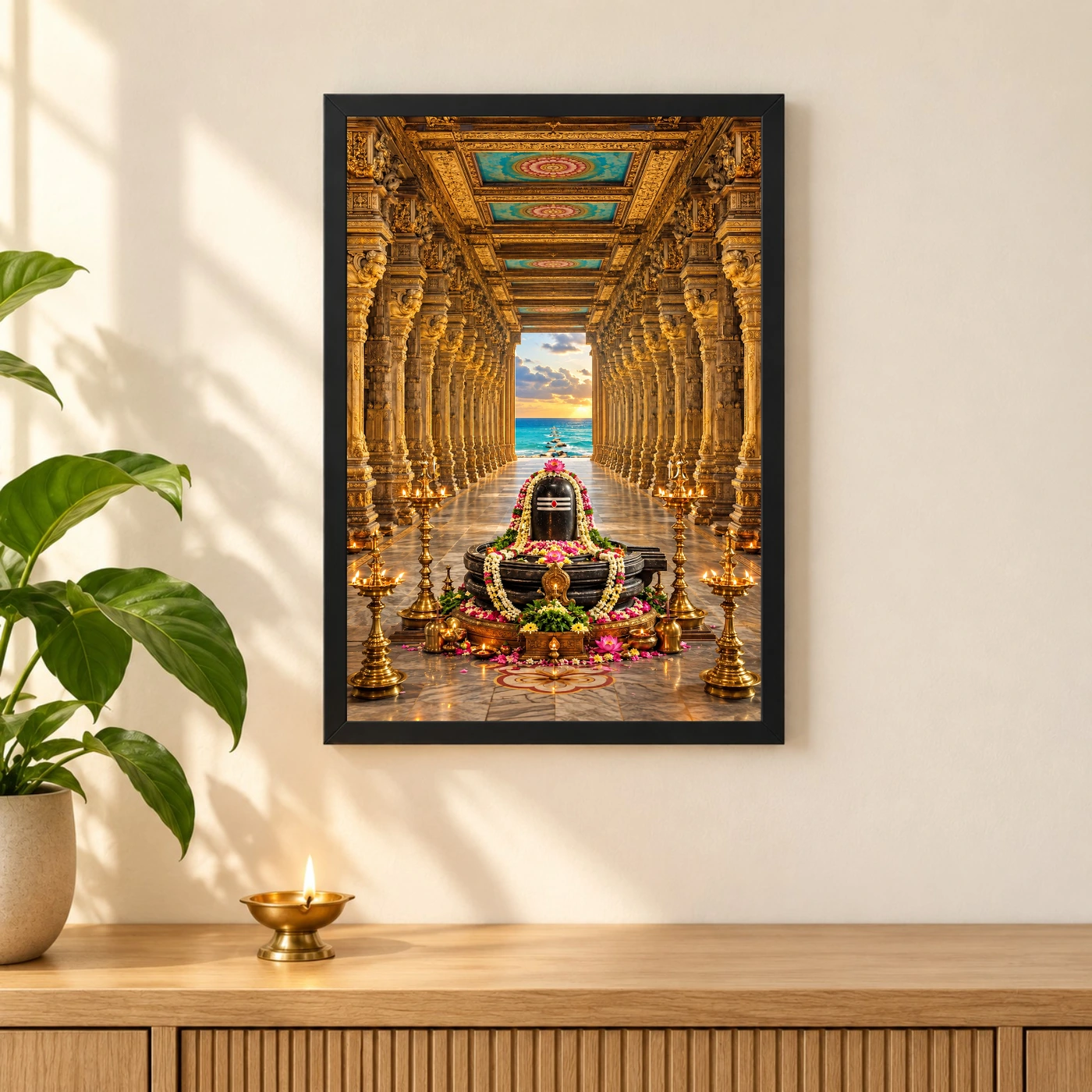 Rameshwaram Ramanathaswamy Corridor Photo Frame 3 Rameshwaram Ramanathaswamy Corridor Photo Frame — black frame pooja shelf