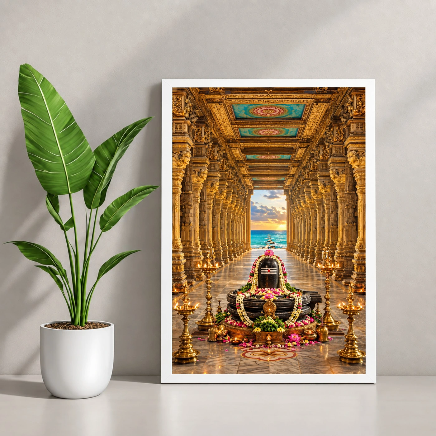 Rameshwaram Ramanathaswamy Corridor Photo Frame 4 Rameshwaram Ramanathaswamy Corridor Photo Frame — white frame console