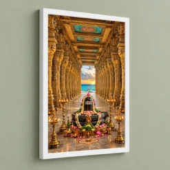 Rameshwaram Ramanathaswamy Corridor Photo Frame 13 Rameshwaram Ramanathaswamy Corridor Photo Frame — white frame angled wall