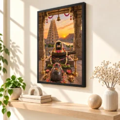 Virupaksha Hampi Tungabhadra Dawn Photo Frame — black frame console