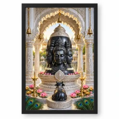 Eklingji Mewar Four-Faced Mahadev Photo Frame — black frame clean