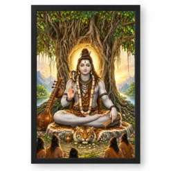 Dakshinamurthy Banyan Wisdom Photo Frame — black frame clean