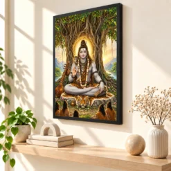Dakshinamurthy Banyan Wisdom Photo Frame — black frame console