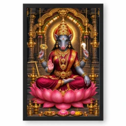 Varahi Amman Lotus Temple Photo Frame — black frame clean