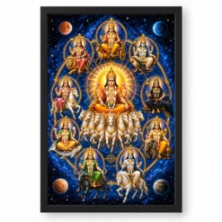 Navagraha Cosmic Mandala Photo Frame — black frame clean