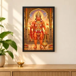 Salasar Balaji Sindoor Blessings Photo Frame 11 Salasar Balaji Sindoor Blessings Photo Frame — black frame pooja shelf