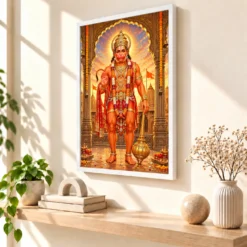 Salasar Balaji Sindoor Blessings Photo Frame 15 Salasar Balaji Sindoor Blessings Photo Frame — white frame warm console