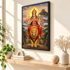 Chamundeshwari Mysuru Hills Photo Frame — black frame console