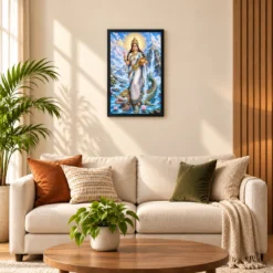 Ganga Maa Makara Vahana Photo Frame — black frame sofa